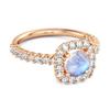Blue Topaz Round Cushion Halo Ring - 925 Sterling Silver Rose Gold Vermeil