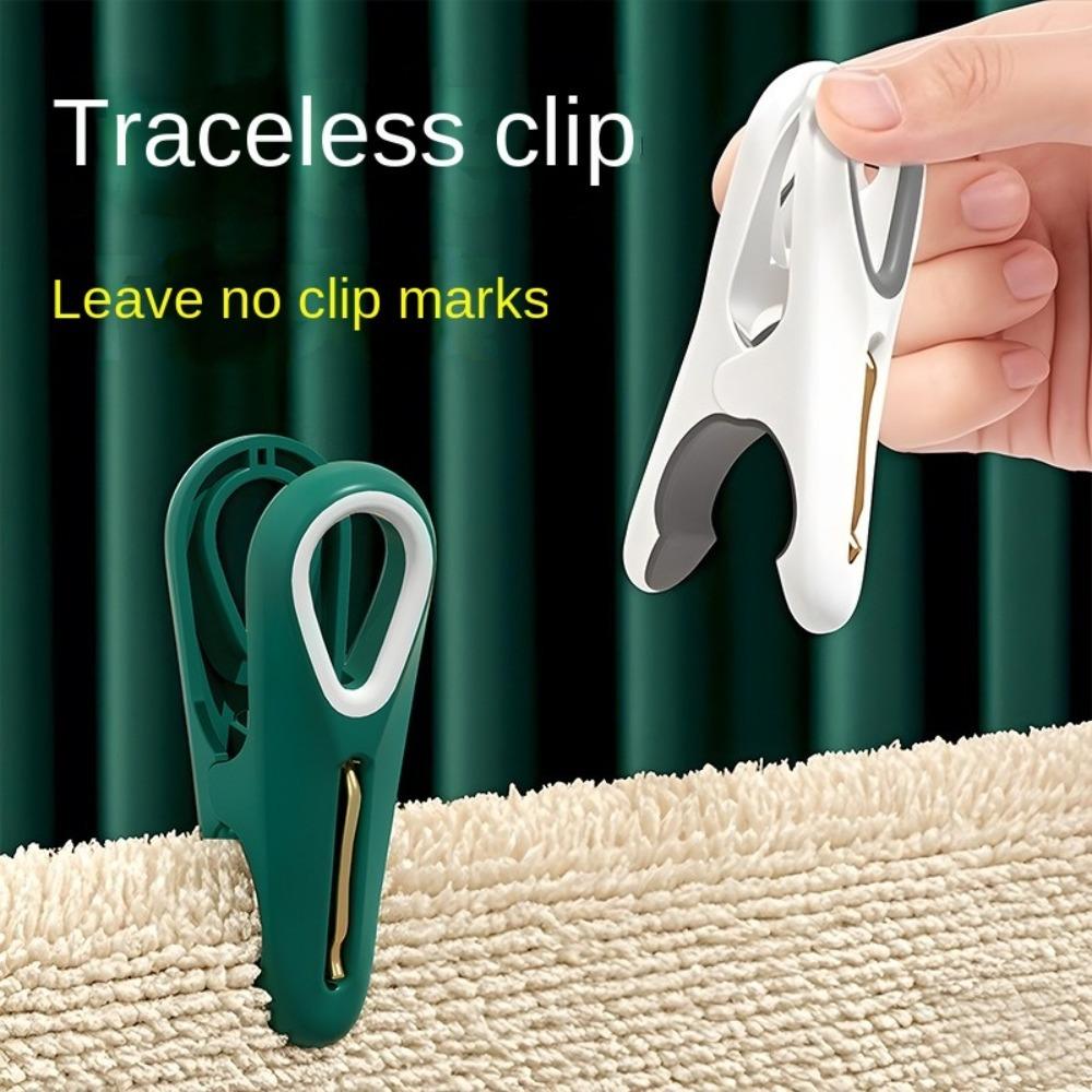 12pcs Durable Plastic Clothes Pins Green White Household Food Clips No Pressing Marks Socks Underwear Clips for Laundry Room
