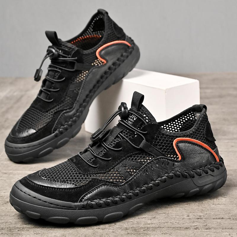 Men's Casual Shoes Leather Mesh Sneakers Outdoor Shoes