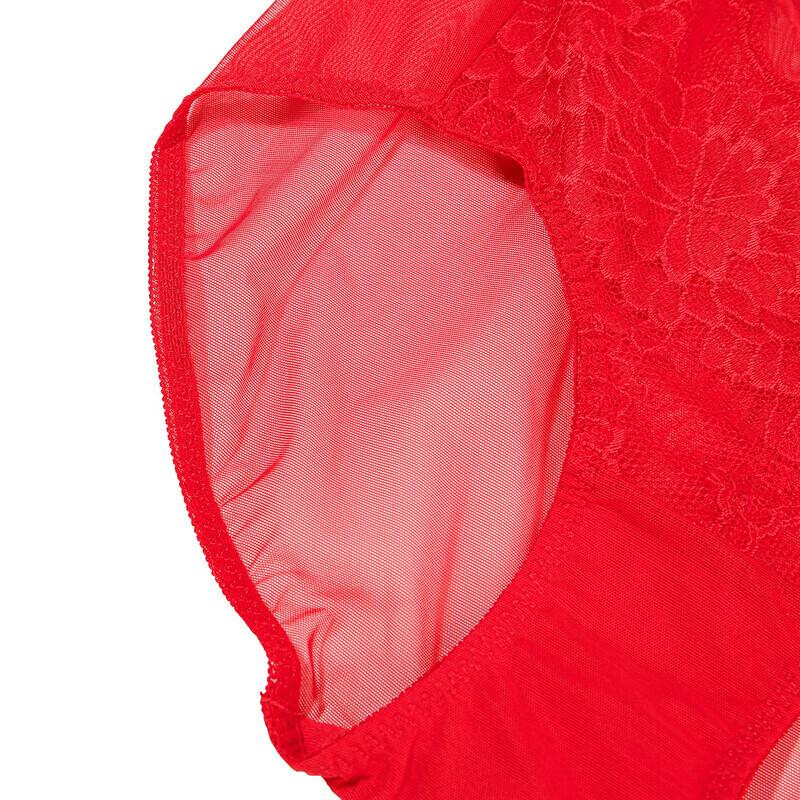 Aimer Women's Red Lace Mid-Waist Panties