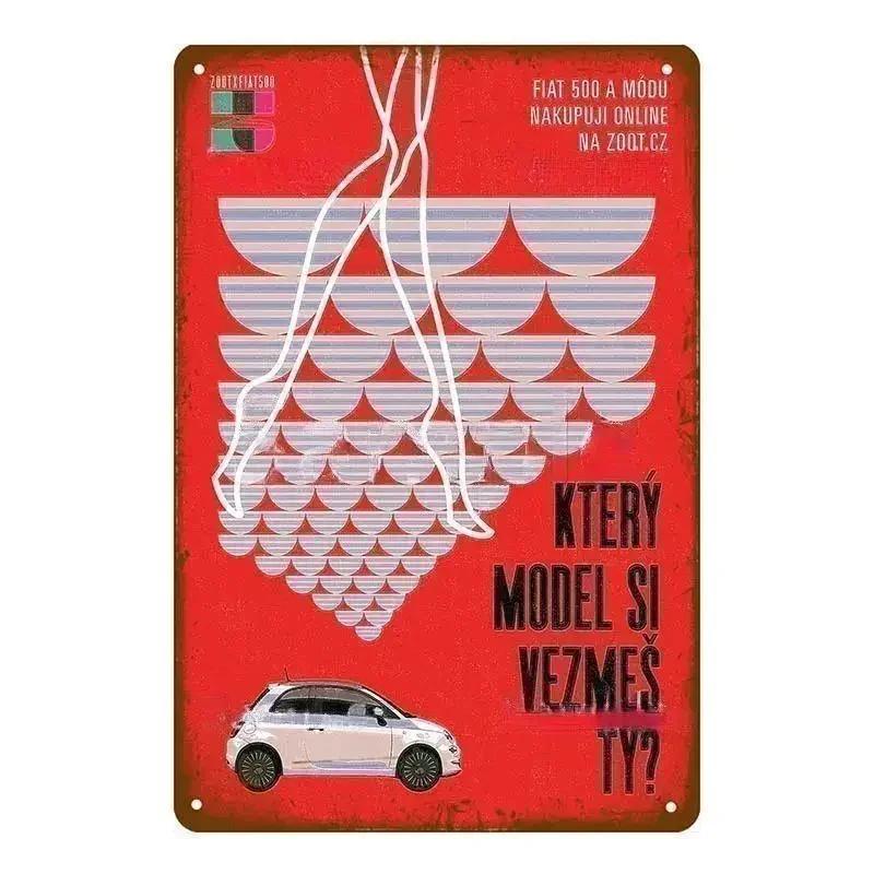 Классический Fiat 500 Винтажные Металлические Жестяные Таблички Металлический Постер Настенный Декор Постер Кафе Бар Паб Домашний Настенный Декор Авто Металлическое Художественное Постер