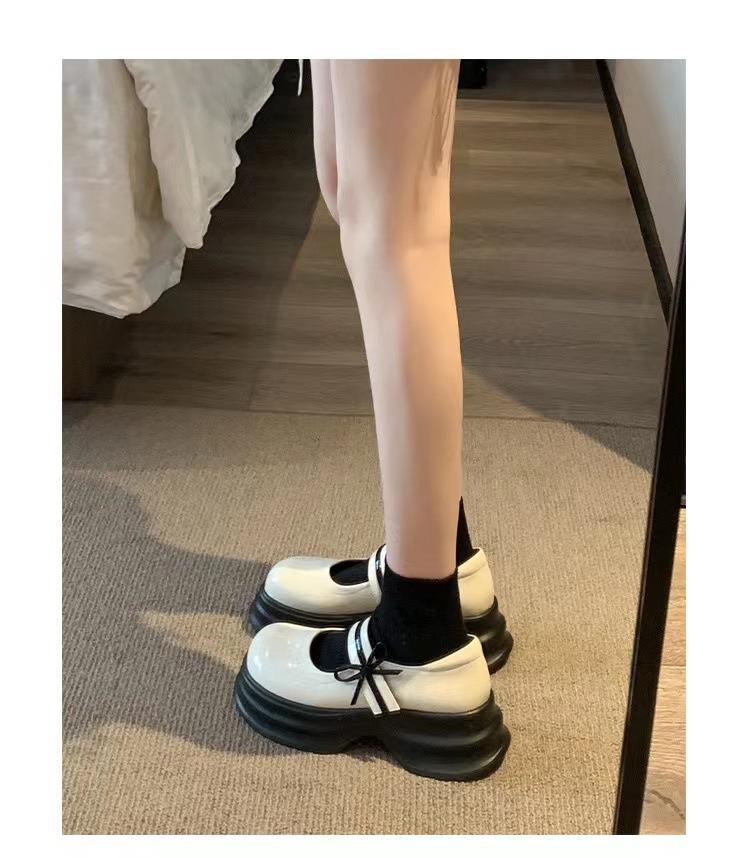 Туфли Мэри Джейн в студенческом стиле, женские мокасины с пряжкой-бантом и юбкой, носки, маленькие кожаные туфли