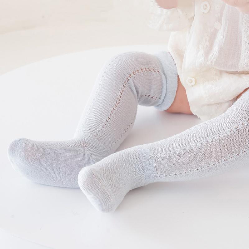0-2 года Новорожденный Ребенок Выходные Длинные Носки Дышащая Сетка Хлопок Принцесса Гольфы до Колена Летние Тонкие Носки