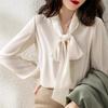 Spring New Solid Color Top Women's Bow Shirt