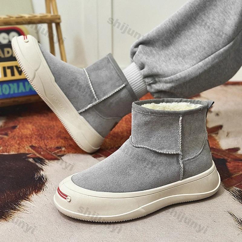 Men Leather High Top Snow Boots Fashion British Style Ankle Boots Men Autumn Winter Cotton Boot Anti Slip Outdoor Casual Shoes