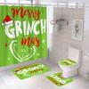 Christmas Snowman Print Toilet Bathroom Mat And Shower Curtain Four-Piece Set