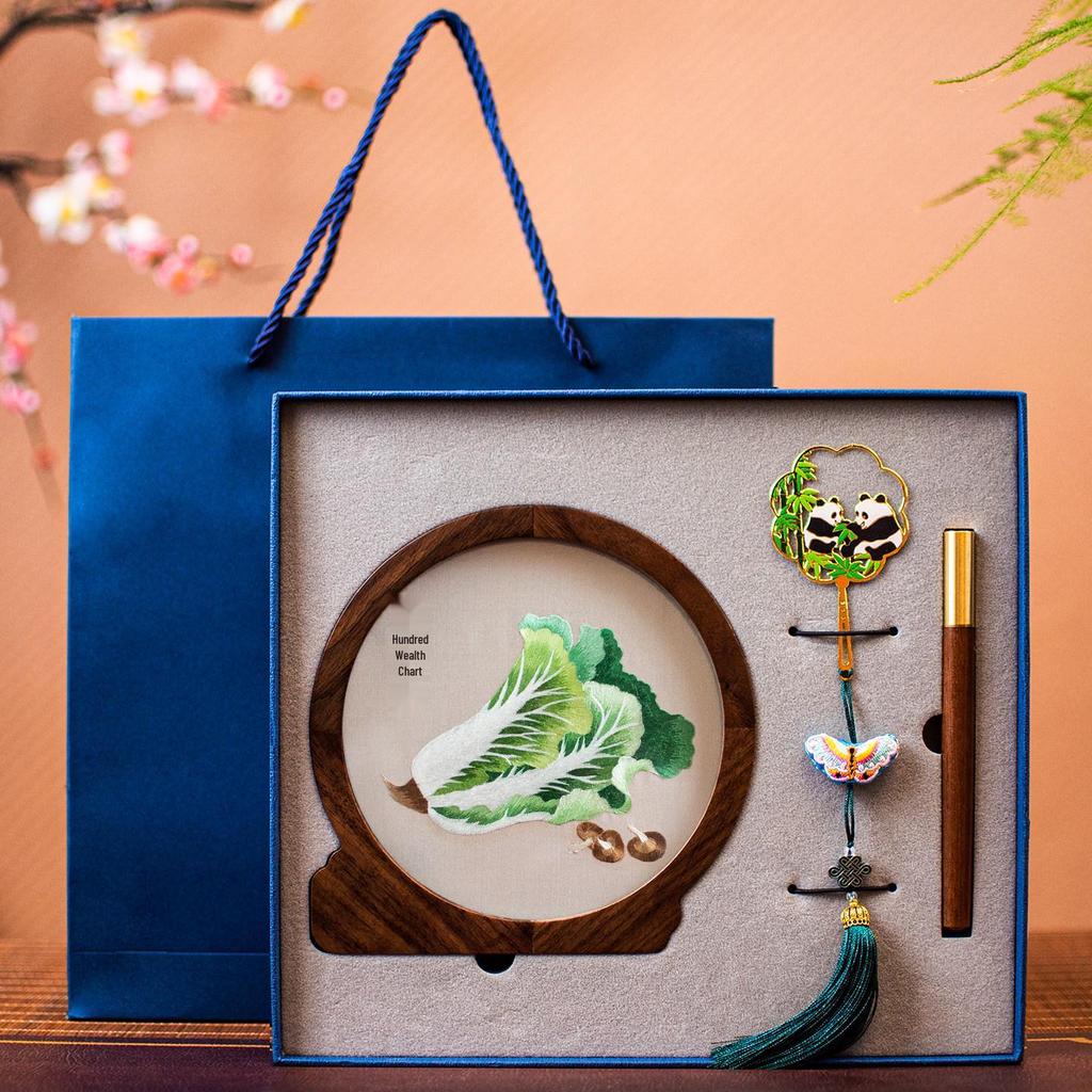 Китайский сувенир: Фигурка панды вышивка Сучжоу Подарок