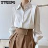 Vintage Satin Volanli Ko'ylak Ayollar Oq Dizayn Hisi Kichik Bahor va Kuz Uzun Qo'lli Premium Chic Ko'ylak