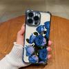Чехол для телефона с узором из синих роз, подходит для iPhone 17 16 15 14 13 12 11 Pro/Max/Plus, прозрачный, с защитой четырех углов от падения, задняя крышка