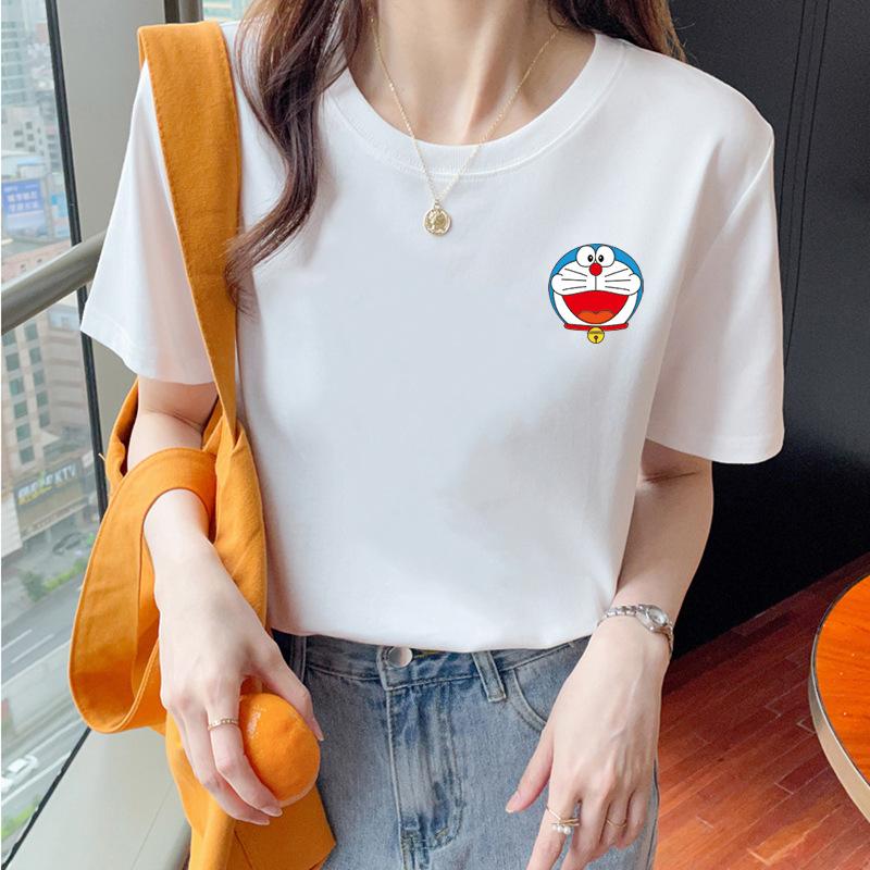 VEZFAA Женские модные повседневные летние весенние блузки и рубашки с круглым вырезом с короткими рукавами