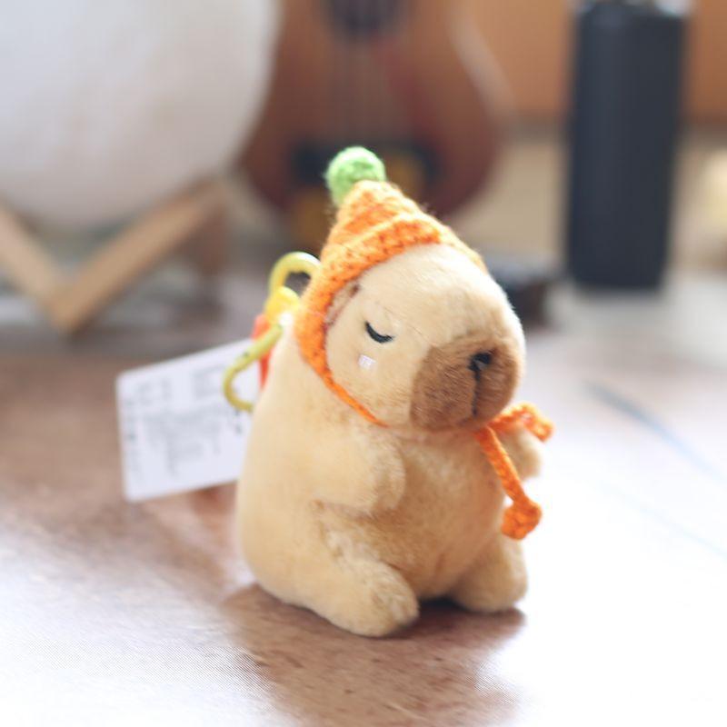 Розовая плюшевая игрушка-брелок Капибара с арбузным узором, детская коллекционная кукла