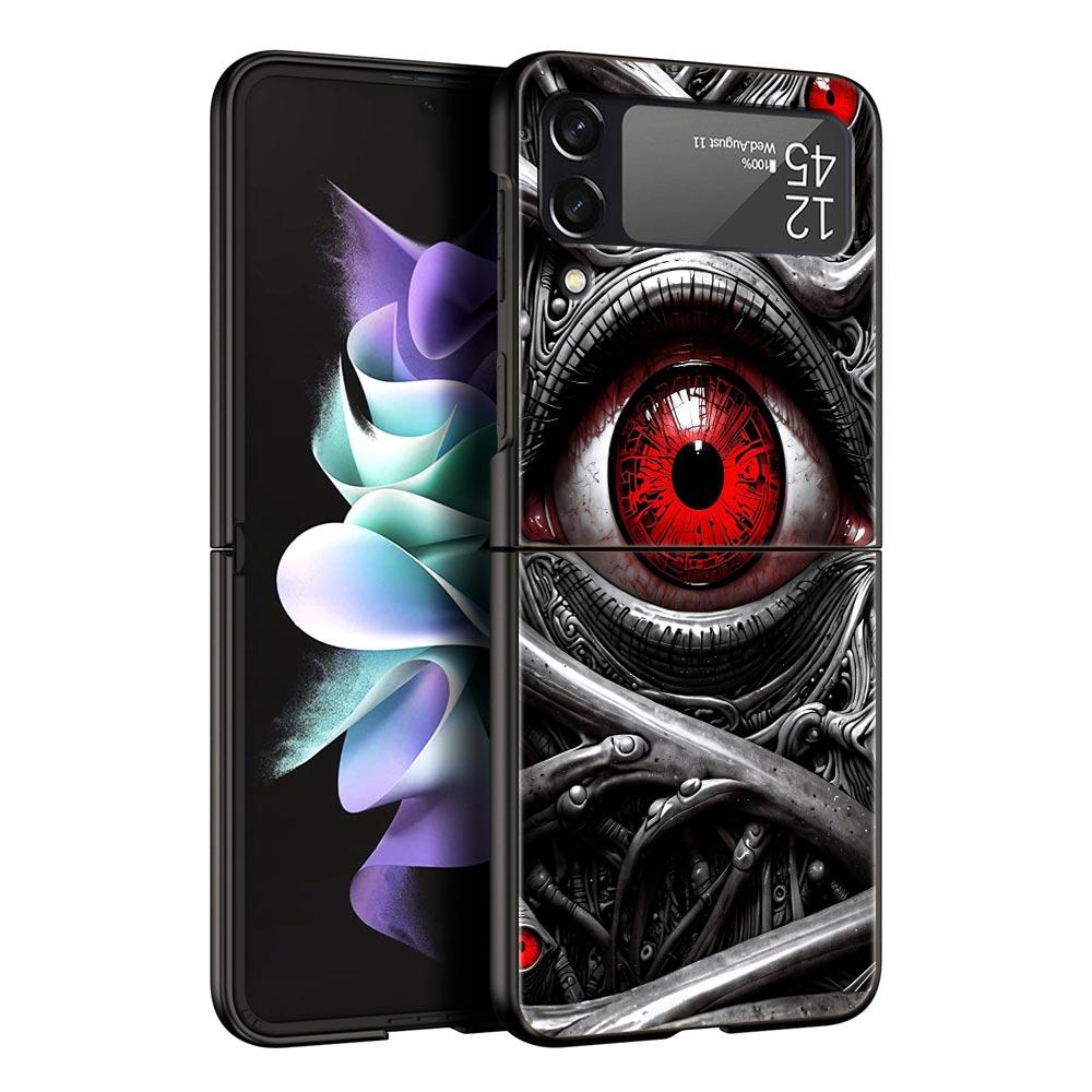 Жуткий Страшный Красный Глаз Жесткий ПК Чехол для Телефона Для Samsung Galaxy Z Flip 7 6 5 4 Черная Крышка Для Galaxy Z Flip 3 Складной Корпус Fundas