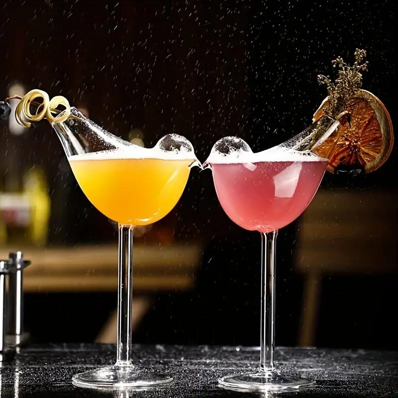 2pcs, 6.8oz Birdie Wine Glasses - Clear Glass Goblets for Bar, Pub, Club, Restaurant, Home Use - Creative Champagne Flutes for Summer Drinkware