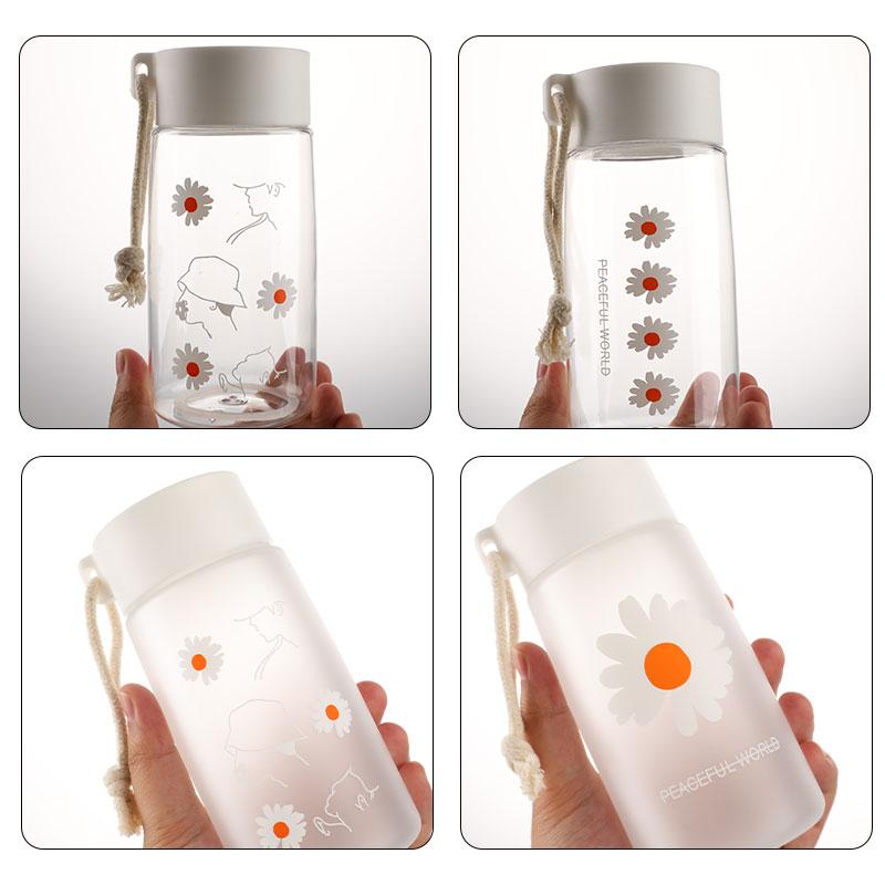 500Ml Small Daisy Transparent Plastic Water Bottles Water Bottle Portable Travel