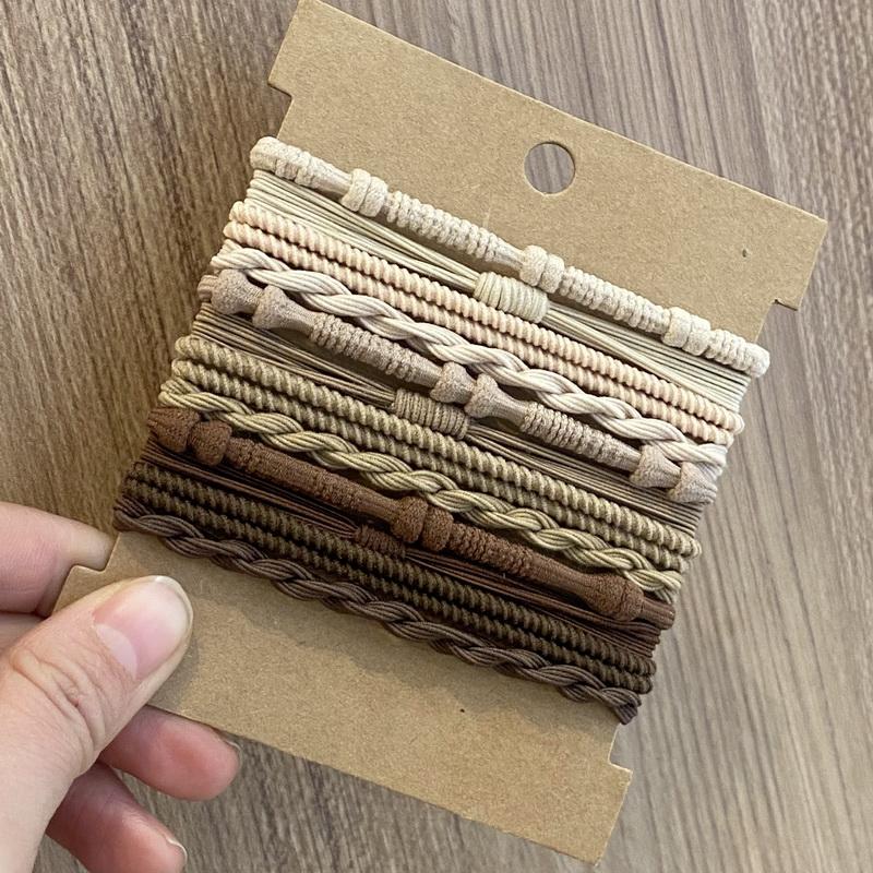 12 шт. Бохо браслет резинки для волос для женщин эластичные резинки для волос для девочек черный браслет веревка для волос держатель для хвостика повязки для волос