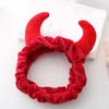 Plush Red Ox Devil Demon Horns Headband Makeup Shower Wash Face Sport Velvet Hair Band Funny Festival Party Bandana