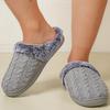 Fashion Comfort Knitted Cotton Slippers for Women Faux Fur Warm Home Plush Slippers Woman Winter Light Non Slip Cotton Slides Female
