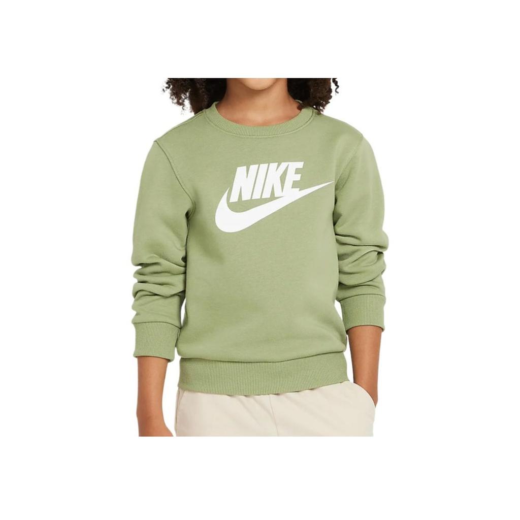 Nike Толстовка Круглый вырез Удобная Флис Длинный рукав Детские топы Масляно-зеленый IB2553-386