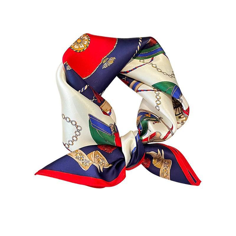 Wind Chain Silk Scarf Foreign Style Fashionable Square Printed Age-reducing Multifunctional Mulberry