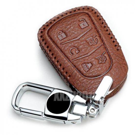 Classic Leather 6 Buttons Car Key Fob Case Cover For Cadillac Escalade 2015-2019