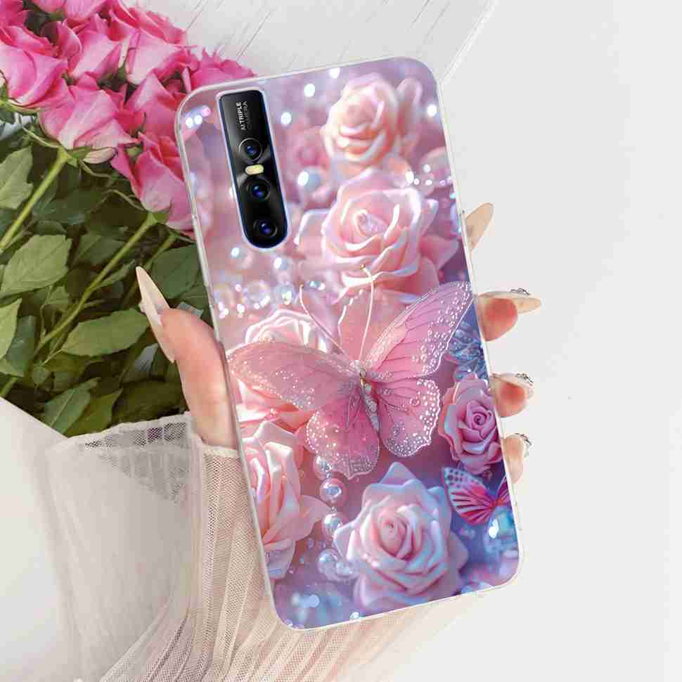 For Vivo V15 Pro Casing Soft Silicone Colorful Butterfly Cover For Vivo V 15 V15 VivoV15 Pro Fundas Capa Full Protective Case