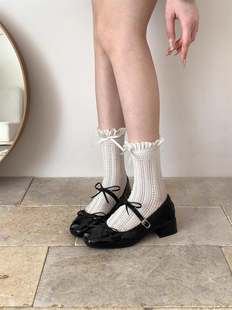 2025 Весна Осень Женские туфли Мэри Джейн Модные туфли с бантом-бабочкой Повседневные туфли на низком каблуке Платье Уличный стиль