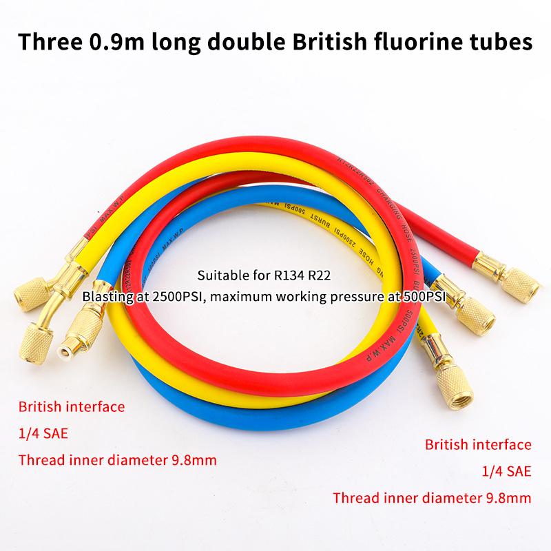 R410A 1/4'' Sae Ac Charging Hose Set 500 Psi For Air Condition Refrigerant Hoses R134 R22 Refrigeration Charging Tool