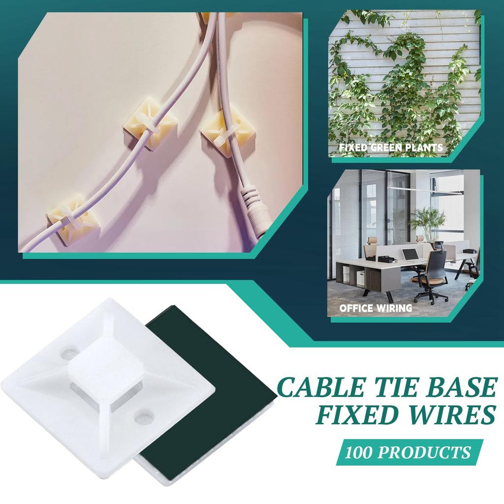 Держатель для кабельных стяжек, самоклеящийся держатель на присоске, органайзер для хранения проводов, пряжка без гвоздей, 100 шт.