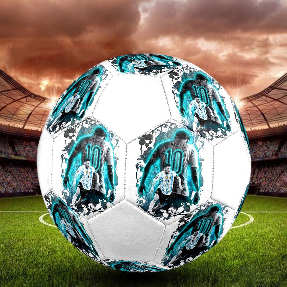 Lionel Messi Size 5 Soccer Ball, Machine-Stitched PVC, Durable & High Bounce, All Ages Fit, fan merchandise, matches & outdoor use.
