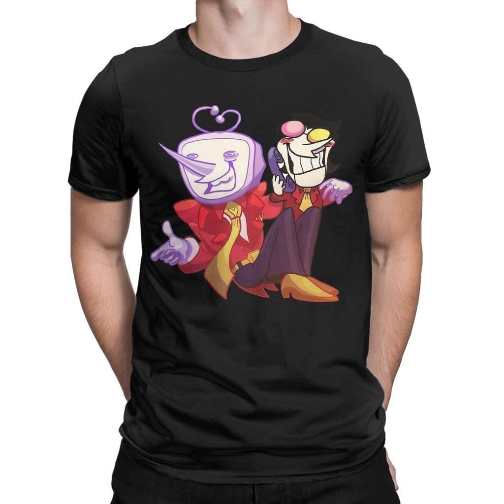 Men's T-Shirts Deltarune Spamton and Tenna Vintage Pure Cotton Tee Shirt Short Sleeve T Shirt O Neck Clothing Plus Size