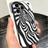 Zebra Stripe Black White Soft Phone Case for iPhone 16 16E 17 Air 15 Pro Max 14 Plus 13 Mini 11 12 7 Black Cover Back Shell
