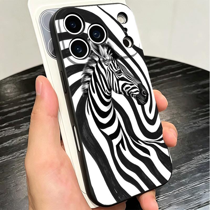 Zebra Stripe Black White Soft Phone Case for iPhone 16 16E 17 Air 15 Pro Max 14 Plus 13 Mini 11 12 7 Black Cover Back Shell