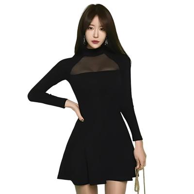 GRAXIA Платье-мини для hostess, облегающее, длинное, размер L, Платье, расклешенное, А-силуэт, Платье, Hostess, Клуб, Лаунж, Рукав, Прозрачное, Стильное, Вырез, Сетка,