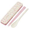 Chopsticks and Spoon Set, Bento Box, Adult, Antibacterial, Combo Set, 18cm, Quiet, Made In Japan, Sanrio Kogyumin, Flower Wreath, CCS3SAAG-A