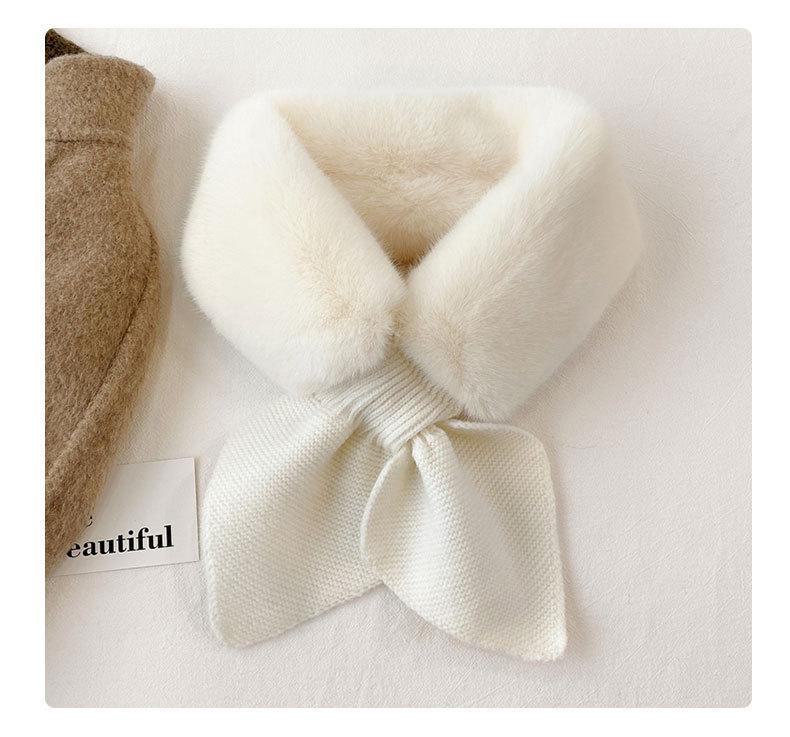 «Вязаный шарф из искусственного меха кролика Рекс в корейском стиле»: Теплый, модный зимний аксессуар"