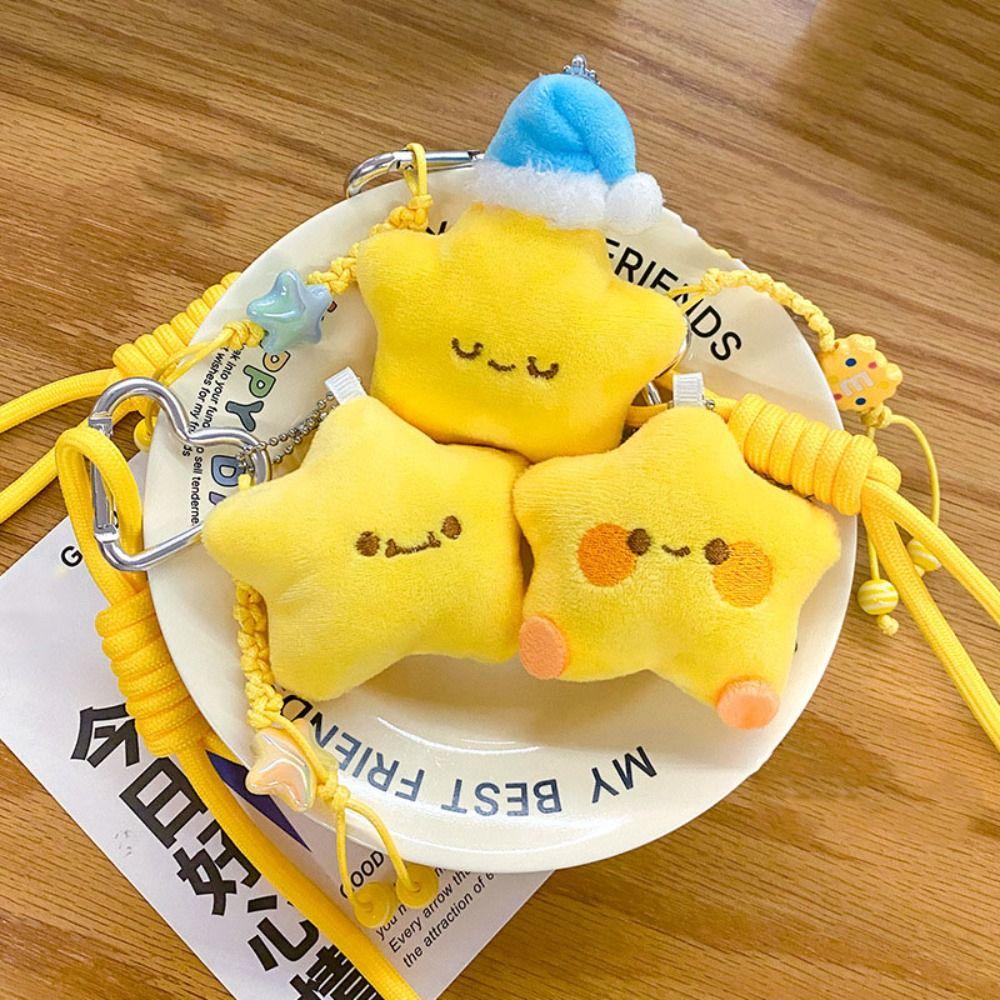 Cartoon Plush Star Keychain Soft Chirping Star Pendant Cute Star Doll Pendant Backpack Decor