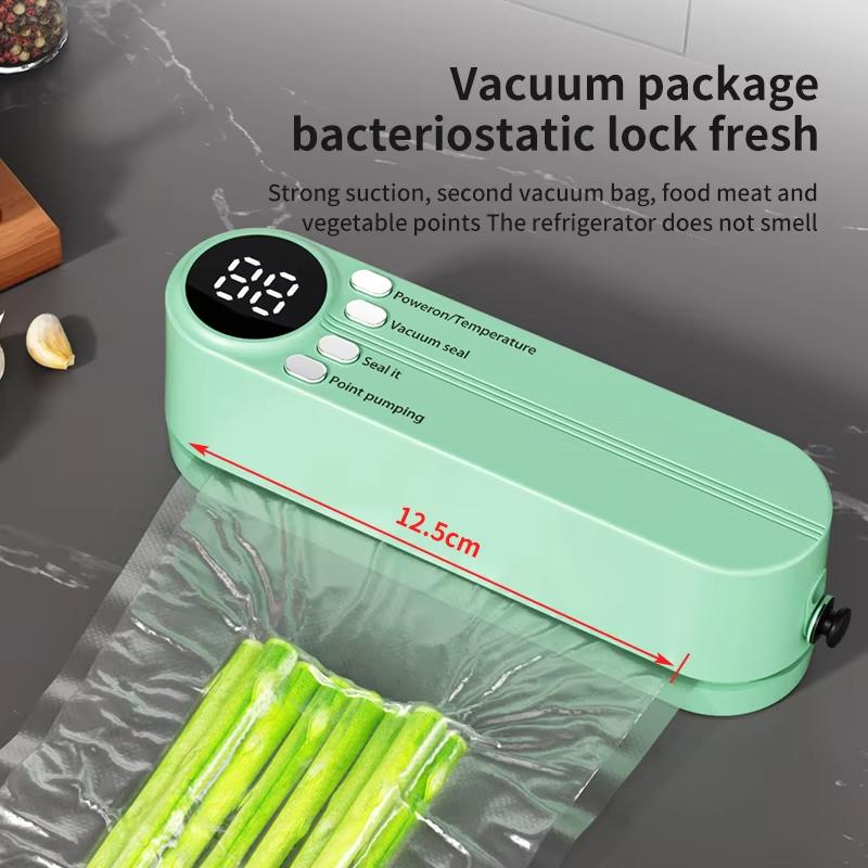 Mini Portable Vacuum Sealer Fresh Sealing Machine Home LED Display 1200mAh Wireless Fully Automatic Vacuum Sealer Plastic Sealer