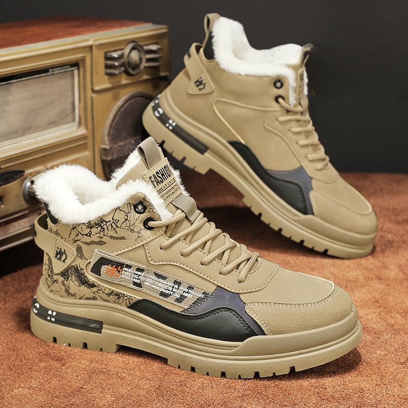 Обувь для мужчин, спортивная обувь для отдыха, Guochao, средняя помощь, ботинки Martin, теплые бархатные, толстые, молодежные, хлопковые туфли