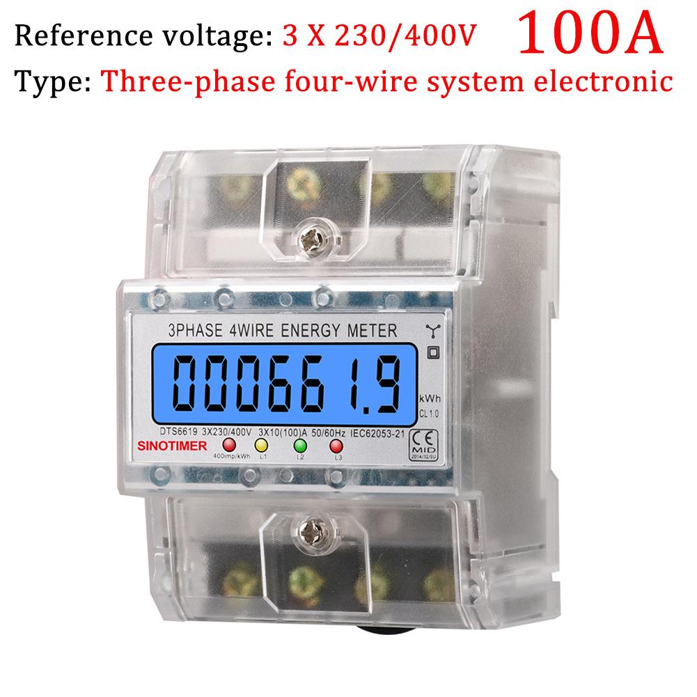 3 Phase 4 Wires Electricity Usage Meter 50/60HZ KWh Meter AC 3*127/220V Energy Consumption Monitor LCD Backlight for Home Office