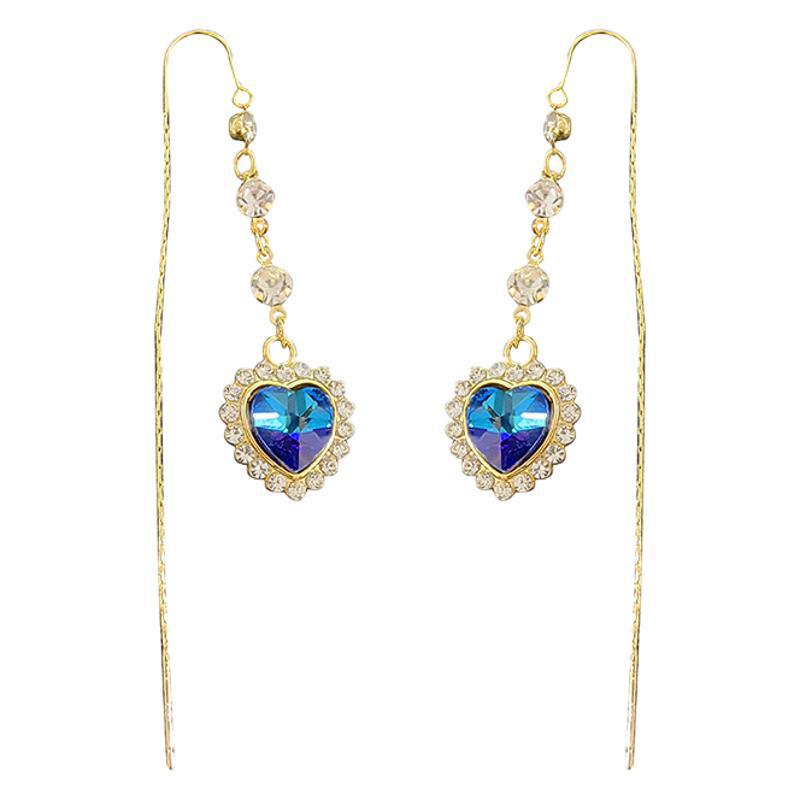 1 пара легких роскошных сережек-кисточек, которые можно носить в любом месте, подвеска из искусственного синего кристалла, очень подходит женщинам, популярная ручная работа в форме сердца