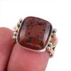 Natural Mahogany Red Obsidian Gemstone 925 Solid Silver Two Tone Ring S.6.5 e8E19