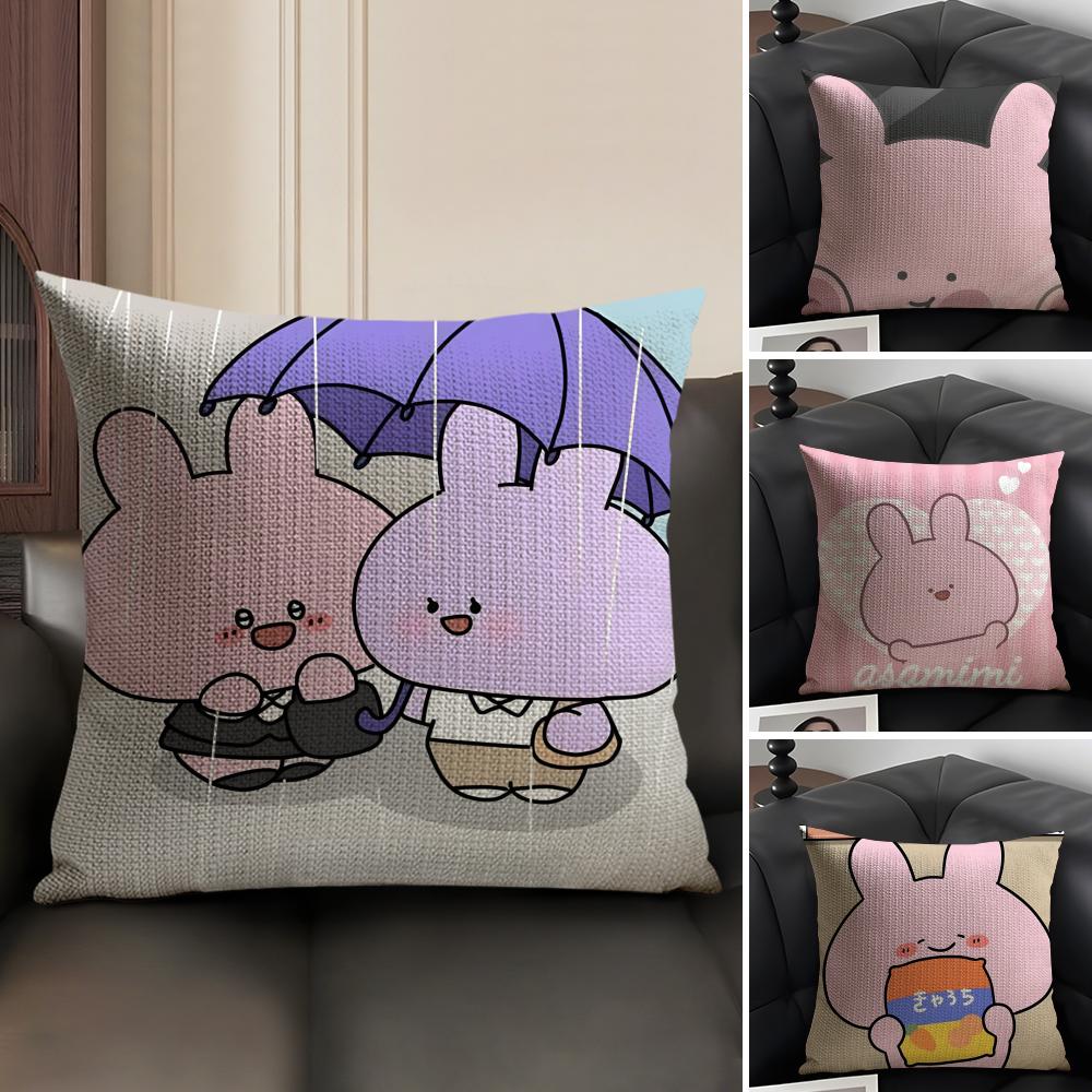 Cartoon AAsamimichan Cute Bunny Singer Pillow Case Pattern Printed Pillowcase For Living Room Sofa Cushion Cover