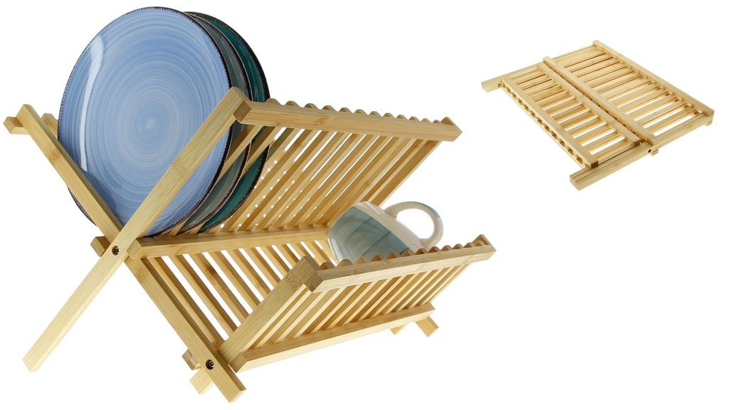 FOLDABLE DISH DRYER BAMBOO DRAINER