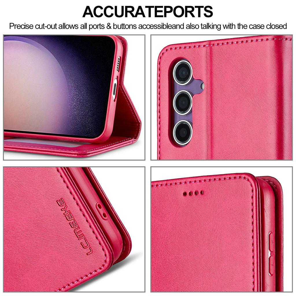 LC.IMEEKE For Samsung Galaxy S25 Case Calf Texture PU Leather Stand Wallet Phone Cover