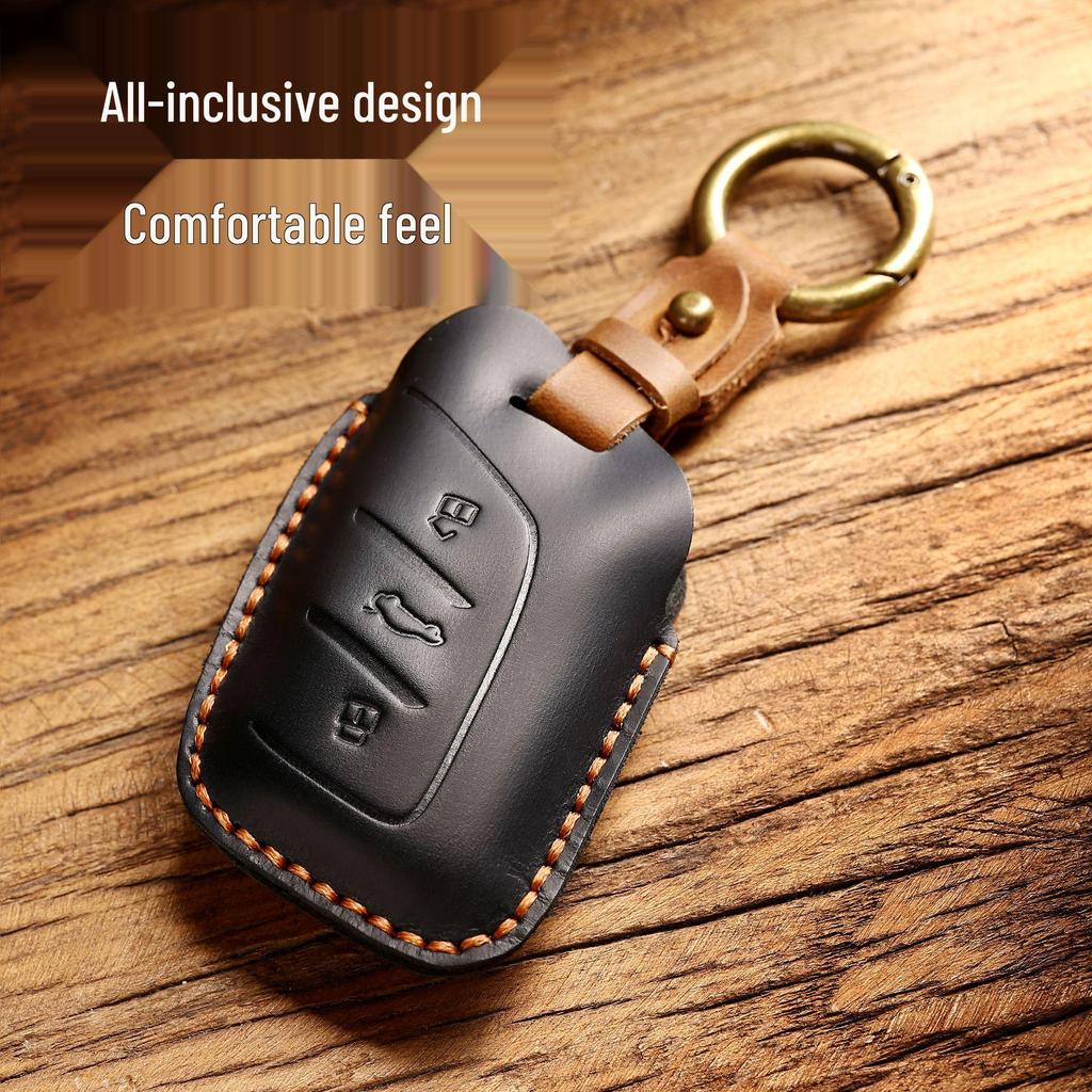 Genuine Leather Handmade Key Case for Roewe RX5Plus, I5, and i6Max, MG5 Car Models.