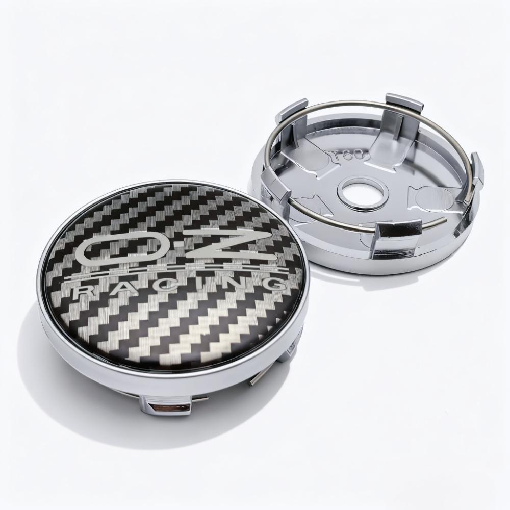 4pcs OZ Racing  Logo Carbon Fiber Weave Emblem Car Wheel Center Caps 60MM 56MM Car Wheels Hub Cap Rim Hubcaps Cover Epoxy Resin