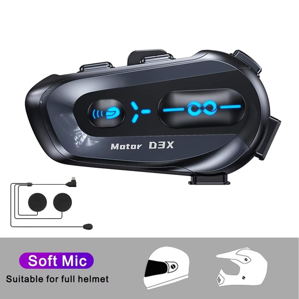 600M Intercom Bluetooth 5.3 EDR Helmet Headset with Music Sharing Motorcycle Wireless Earphone Hands-free Call Anti-interference Headphone for 6 Rider