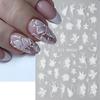 Flowers Nails Art Stickers White Floral Petal Leaf Sliders For Nails Wedding Design DIY Manicure Decoration