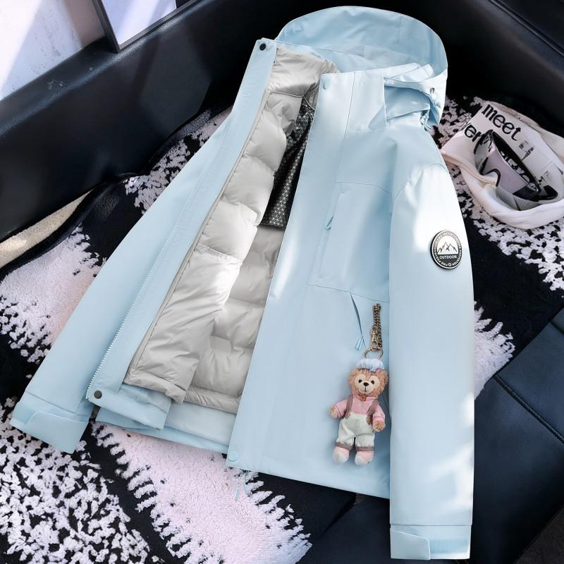 Unisex 90% White Duck Down Insulated 3-in-1 Outdoor Windproof Waterproof Hiking Jacket Winter