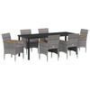 Garden Dining Set with Cushions 7 pcs Grey Poly Rattan